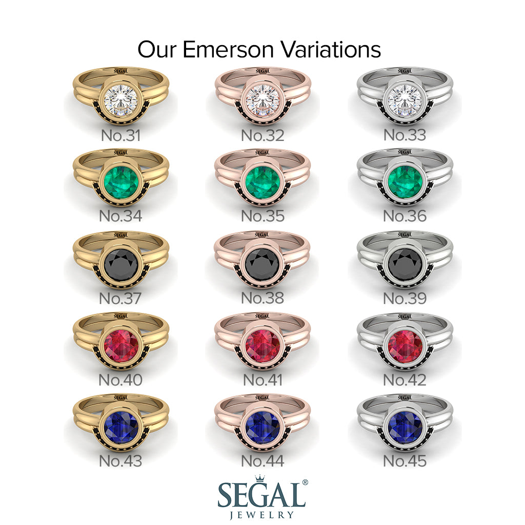 Bezel Sapphire Bridal Set - Emerson No. 13